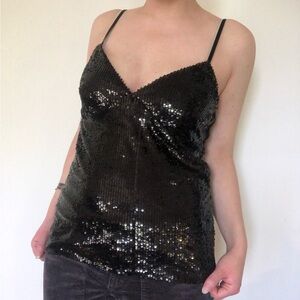 NWT Early 2000s Forever 21 Black Sequin Cami